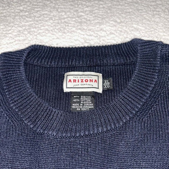 Arizona Jeans Co Vintage 90s Stripe Sweater Pullover Men's XL Blue White Black - Picture 3 of 6
